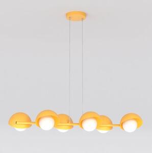 Závěsné svítidlo BOOM 6 – oranžové, bílé sklo, 6× G9, šířka 88 cm