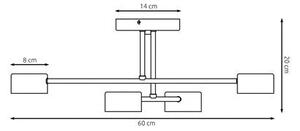 Stropní svítidlo HALO 4 – vínové, 4× GX53, šířka 60 cm