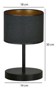 Stolní lampa HILDE LN1 – celočerná, textilní stínidlo, 1× E27, šířka 18 cm