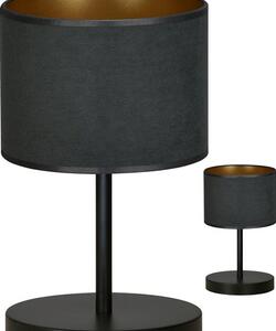 Stolní lampa HILDE LN1 – celočerná, textilní stínidlo, 1× E27, šířka 18 cm