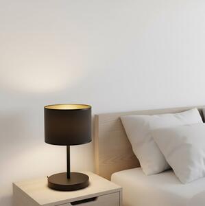 Stolní lampa HILDE LN1 – celočerná, textilní stínidlo, 1× E27, šířka 18 cm