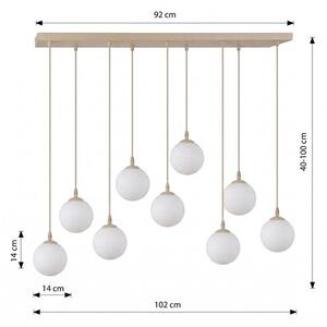 Závěsné svítidlo COSMO 9 – moka, opálové sklo, 9× E14, šířka 102 cm