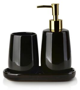 Mondex Sada koupelnových doplňků Cristie, černá/se zlatými prvky
