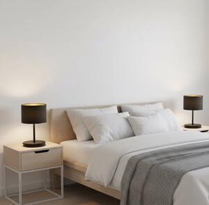 Stolní lampa HILDE LN1 – celočerná, textilní stínidlo, 1× E27, šířka 18 cm