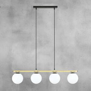 Závěsné svítidlo ALORA 4 – černé, opálové sklo, 4× E14, šířka 85 cm