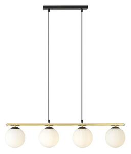 Závěsné svítidlo ALORA 4 – černé, opálové sklo, 4× E14, šířka 85 cm