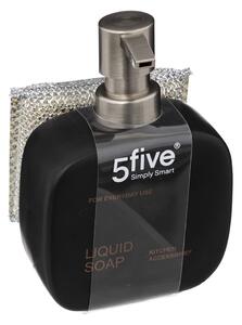 Dávkovač mýdla Five, černá/s prvky v barvě nerez, 400 ml