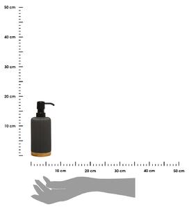 Dávkovač mýdla Linea, tmavě šedá/s černými a dřevěnými prvky, 270 ml