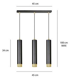 Závěsné svítidlo KIBO 3 – černé / zlaté, 3× GU10, šířka 45 cm