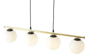 Závěsné svítidlo ALORA 4 – černé, opálové sklo, 4× E14, šířka 85 cm
