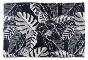 Venkovní koberec JUNGLE 160x220 cm černá/bílá/listový vzor