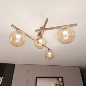Stropní svítidlo SMART 4 – moka, jantarové sklo, 4× E14, šířka 63 cm