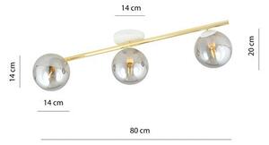 Stropní svítidlo SPLENDI 3 – bílé, grafitové sklo, 3× E14, šířka 80 cm