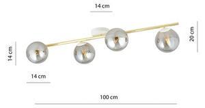 Stropní svítidlo SPLENDI 4 – bílé, grafitové sklo, 4× E14, šířka 100 cm