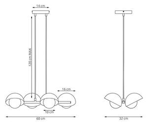 Závěsné svítidlo BOOM 4 – celobílé, sklo, 4× G9, šířka 60 cm