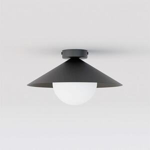 Stropní svítidlo MONO 1S – černé, opálové sklo, 1× E14, šířka 30 cm