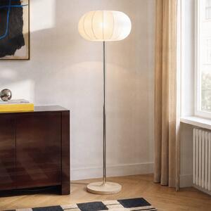 NOLA Stojací lampa Elovie, přírodní/chrom, látka/travertin, 160 cm, Bílá / opál, Obývací pokoj / jídelna, Kámen, Skandinávský