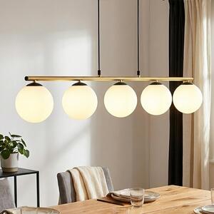 Závěsné svítidlo ALLORA 5 – černé, opálové sklo, 5× E14, šířka 105 cm