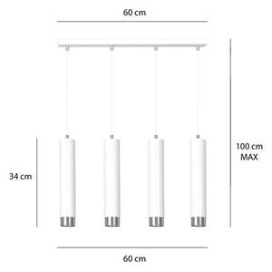 Závěsné svítidlo KIBO 4 – bílé / chromové, 4× GU10, šířka 60 cm