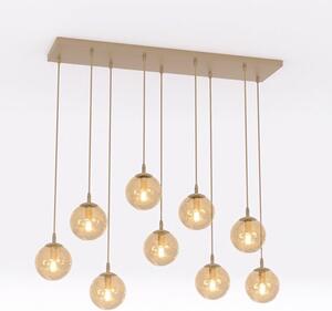 Závěsné svítidlo COSMO 9 – moka, jantarové sklo, 9× E14, šířka 102 cm