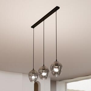 Závěsné svítidlo ISTAR 3 – černé, grafitové sklo, 3× E27, šířka 70 cm