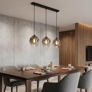Závěsné svítidlo ISTAR 3 – černé, grafitové sklo, 3× E27, šířka 70 cm