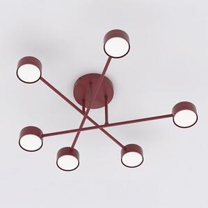 Stropní svítidlo HALO 6 – vínové, 6× GX53, šířka 60 cm