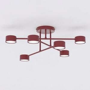 Stropní svítidlo HALO 6 – vínové, 6× GX53, šířka 60 cm