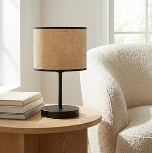 Stolní lampa ECO LN1 – černá / ratanová, 1× E27, šířka 20 cm