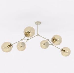 Stropní svítidlo SPACE 6 – moka, jantarové sklo, 6× E14, šířka 97 cm