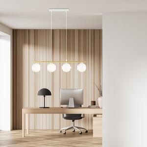 Závěsné svítidlo ALLORA 4 – bílé, opálové sklo, 4× E14, šířka 85 cm