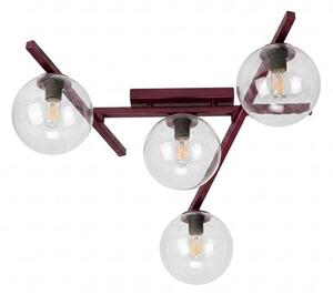 Stropní svítidlo SMART 4 – vínové, čiré sklo, 4× E14, šířka 63 cm