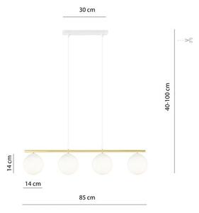 Závěsné svítidlo ALLORA 4 – bílé, opálové sklo, 4× E14, šířka 85 cm