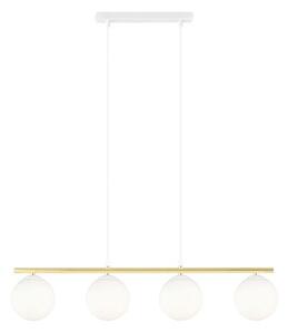 Závěsné svítidlo ALLORA 4 – bílé, opálové sklo, 4× E14, šířka 85 cm