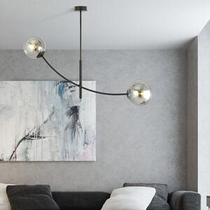 Stropní svítidlo HUNTER 2 – černé, grafitové sklo, 2× E14, šířka 83 cm