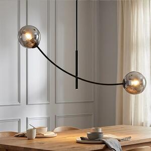 Stropní svítidlo HUNTER 2 – černé, grafitové sklo, 2× E14, šířka 83 cm
