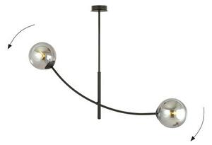 Stropní svítidlo HUNTER 2 – černé, grafitové sklo, 2× E14, šířka 83 cm