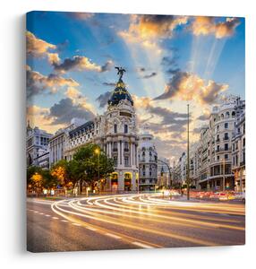 Obraz - Calle Gran Vía, Madrid, Španělsko (30x30 cm)