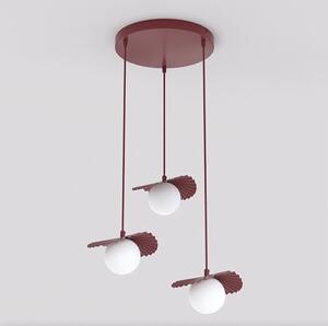 Závěsné svítidlo FLORA 3 PREM – vínové, opálové sklo, 3× G9, šířka 42 cm