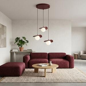 Závěsné svítidlo FLORA 3 PREM – vínové, opálové sklo, 3× G9, šířka 42 cm
