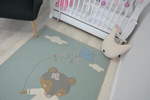 Dětský protiskluzový koberec LOKO Myška zelený