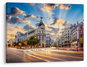 Obraz - Calle Gran Vía, Madrid, Španělsko (70x50 cm)