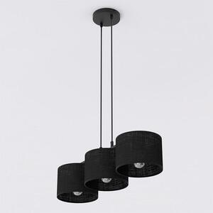 Závěsné svítidlo ECO 3 – celočerné, textilní stínidla, 3× E27, šířka 70 cm