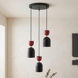 Závěsné svítidlo GAUDI 3 PREM – černé / vínové, 3× E14, šířka 34 cm