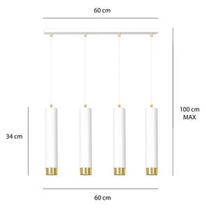 Závěsné svítidlo KIBO 4 – bílé / zlaté, 4× GU10, šířka 60 cm