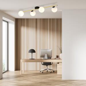 Stropní svítidlo SPLENDI 4 – černé, opálové sklo, 4× E14, šířka 100 cm