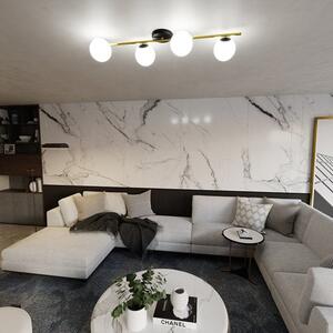 Stropní svítidlo SPLENDI 4 – černé, opálové sklo, 4× E14, šířka 100 cm