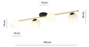Stropní svítidlo SPLENDI 4 – černé, opálové sklo, 4× E14, šířka 100 cm