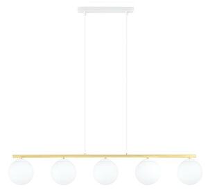 Závěsné svítidlo ALLORA 5 – bílé, opálové sklo, 5× E14, šířka 105 cm