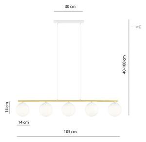 Závěsné svítidlo ALLORA 5 – bílé, opálové sklo, 5× E14, šířka 105 cm